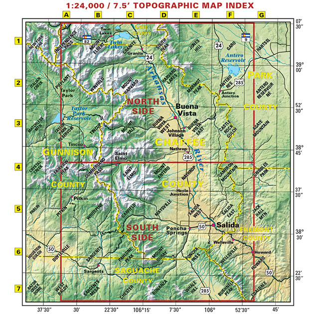 Salida-BV-7.5′-index salida buena vista trails topo map