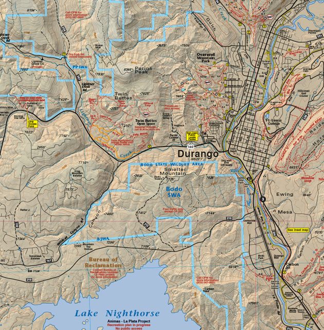 Durango Trails Colorado Recreation Topo Map Latitude 40° maps