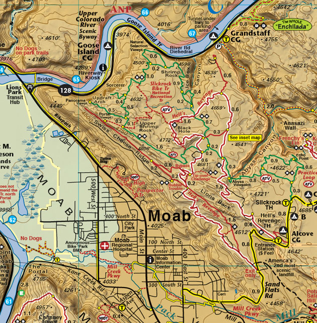 Moab Singletrack Utah Recreation Topo Map Latitude 40° maps