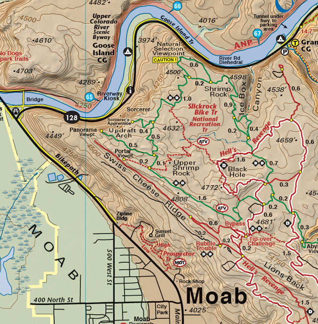 Classic Moab Trails Utah Recreation Topo Map Latitude 40° maps