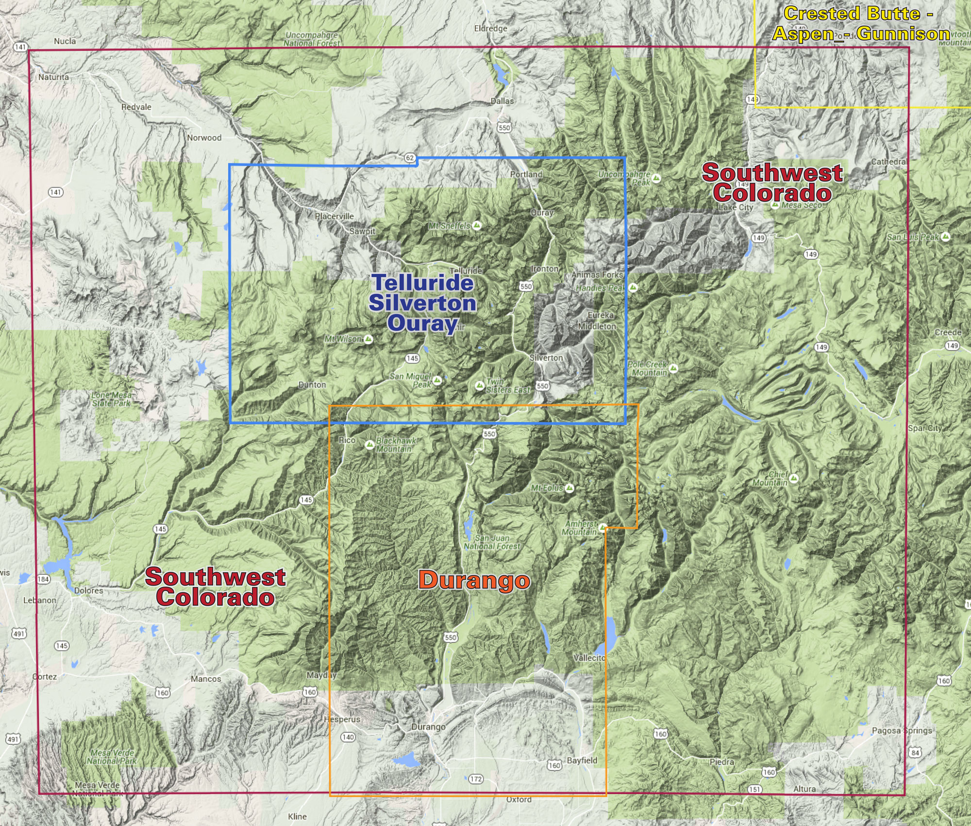 southwest colorado trail map