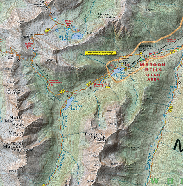 Aspen Snowmass Trails Recreation Topo Map Latitude 40° maps