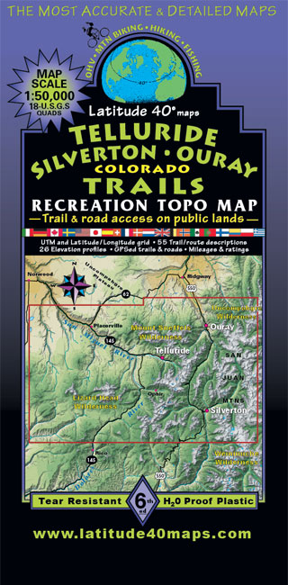 telluride silverton ouray trails colorado topo map latitude latitude map
